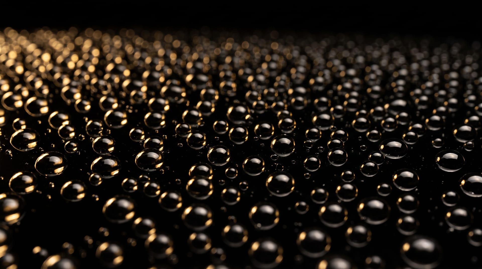 Water beading on ceramic-coated dark paintwork under studio lighting