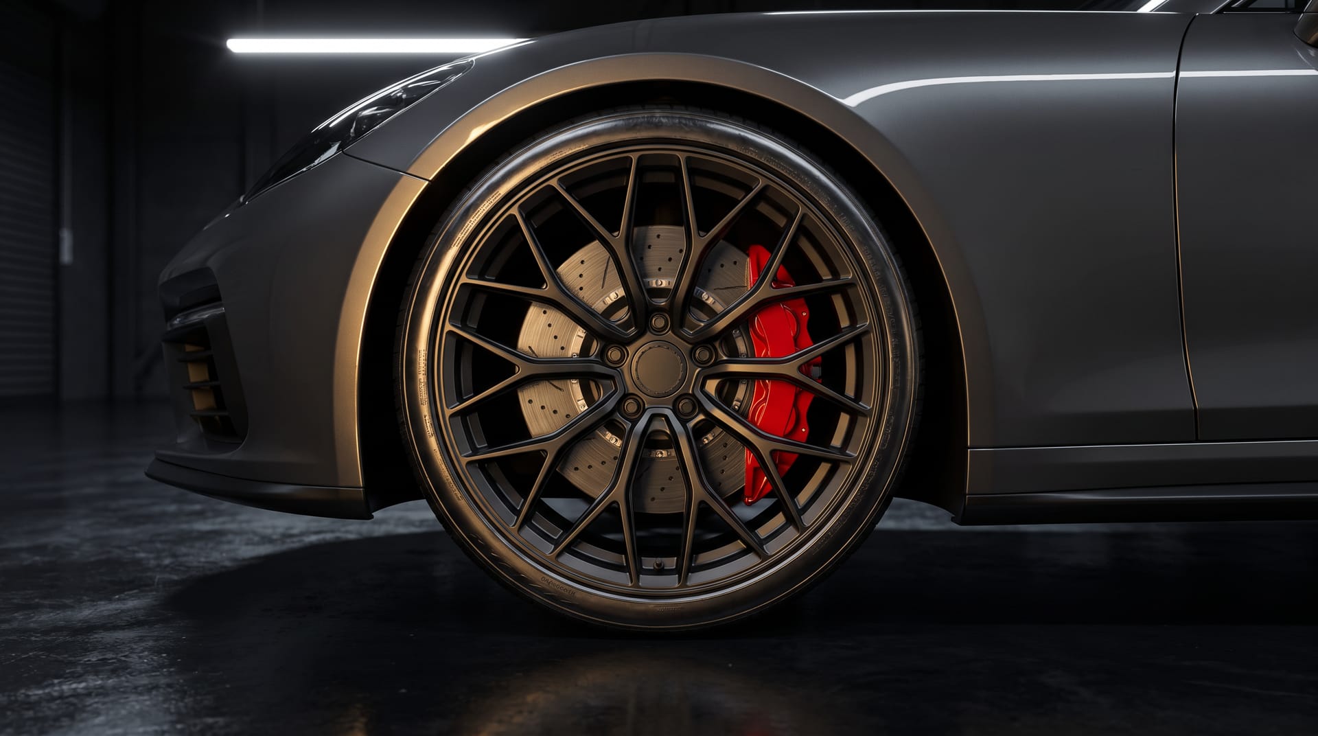 Close-up of a refinished alloy wheel with an even gloss across the spokes
